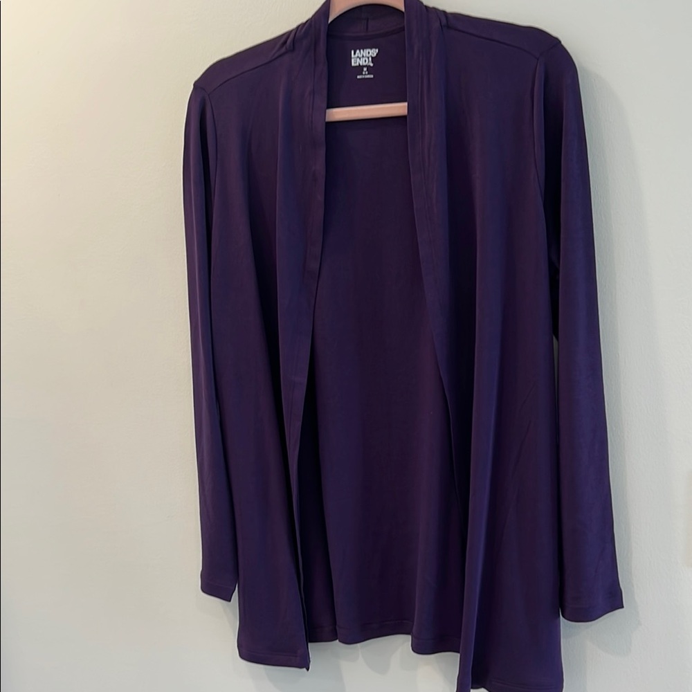 Lands' End Purple Open Cardigan